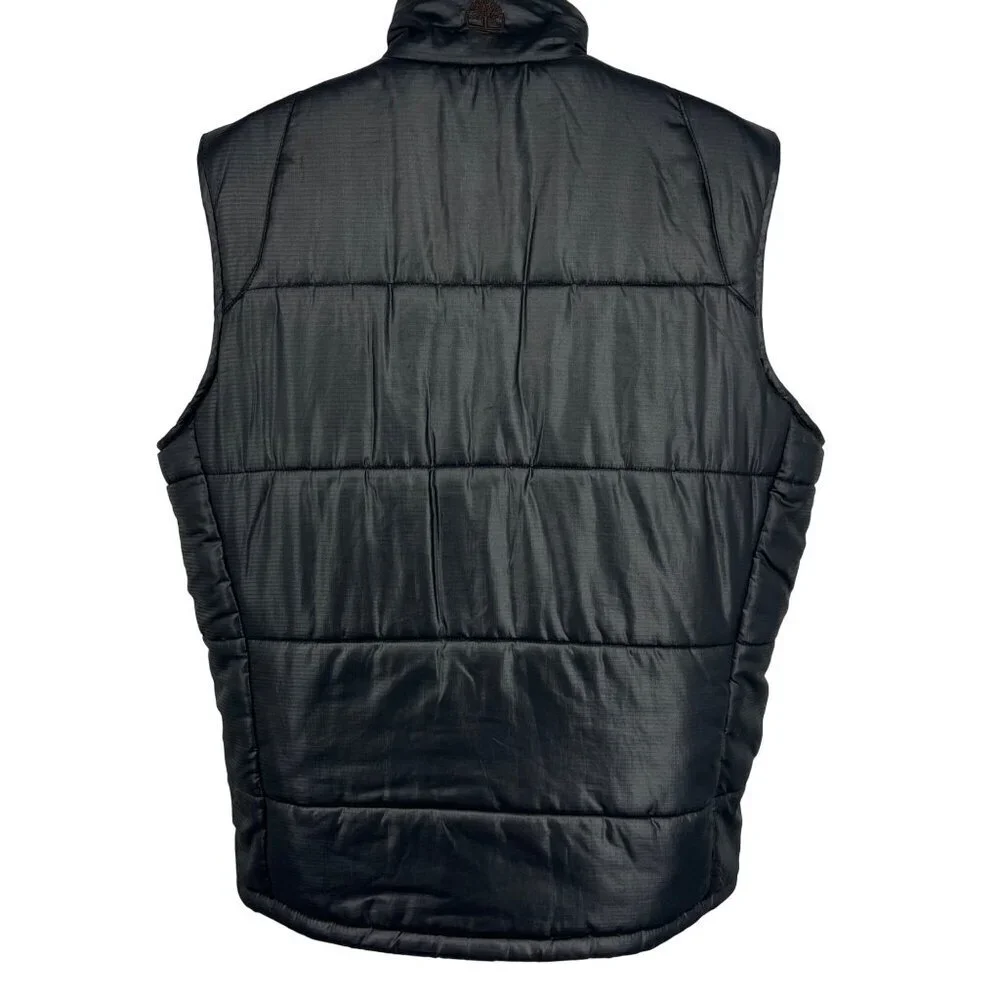 Timberland Men Blue Quilt Puffer Vest Medium Snap Button Pockets Sleeveless EUC - Picture 8 of 10